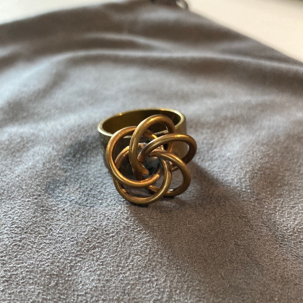 Twisted Silver brass Coil ring size 8